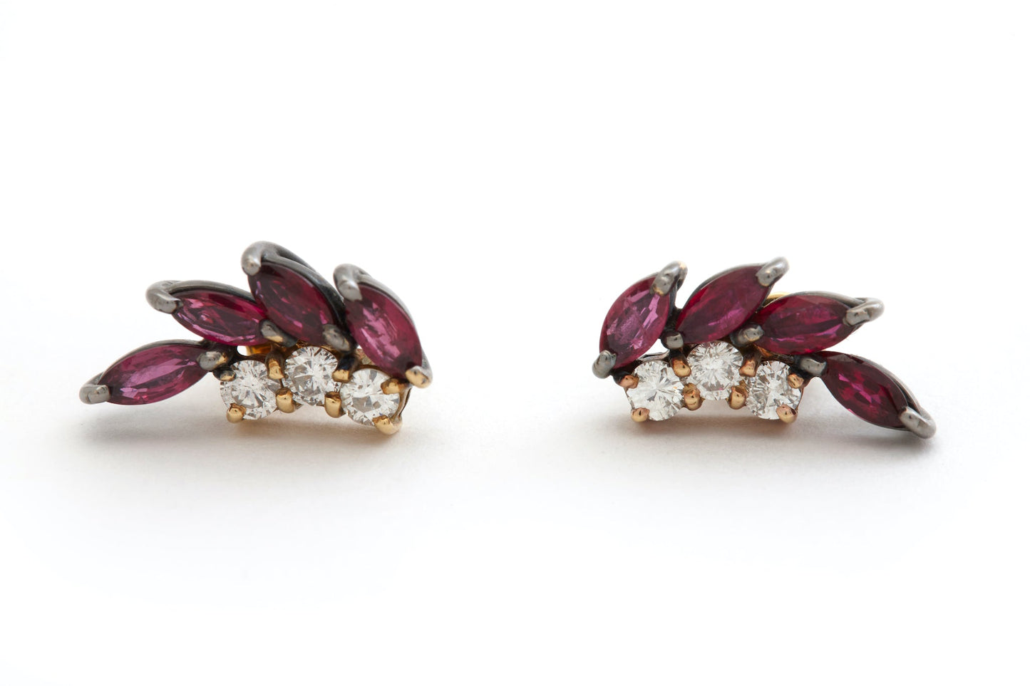 Earrings Gold With Diamonds& Ruby