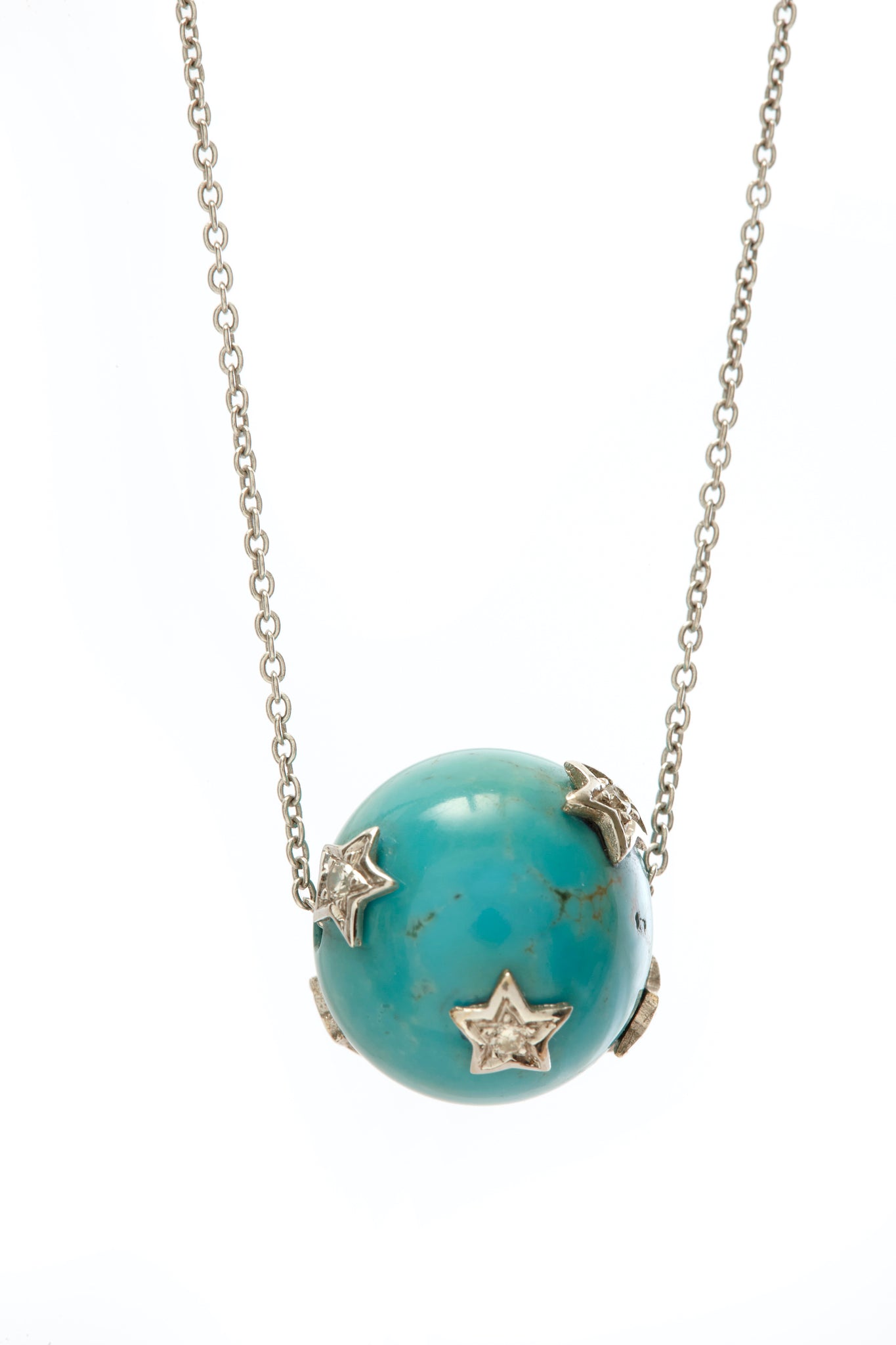 Pendant 18k White Gold With Turquoise