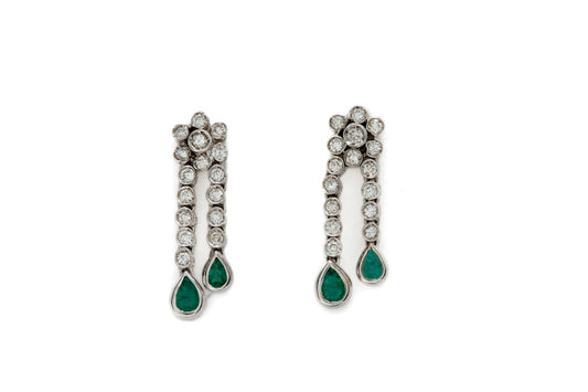 Earrings Gold With Diamond  and  Emerald