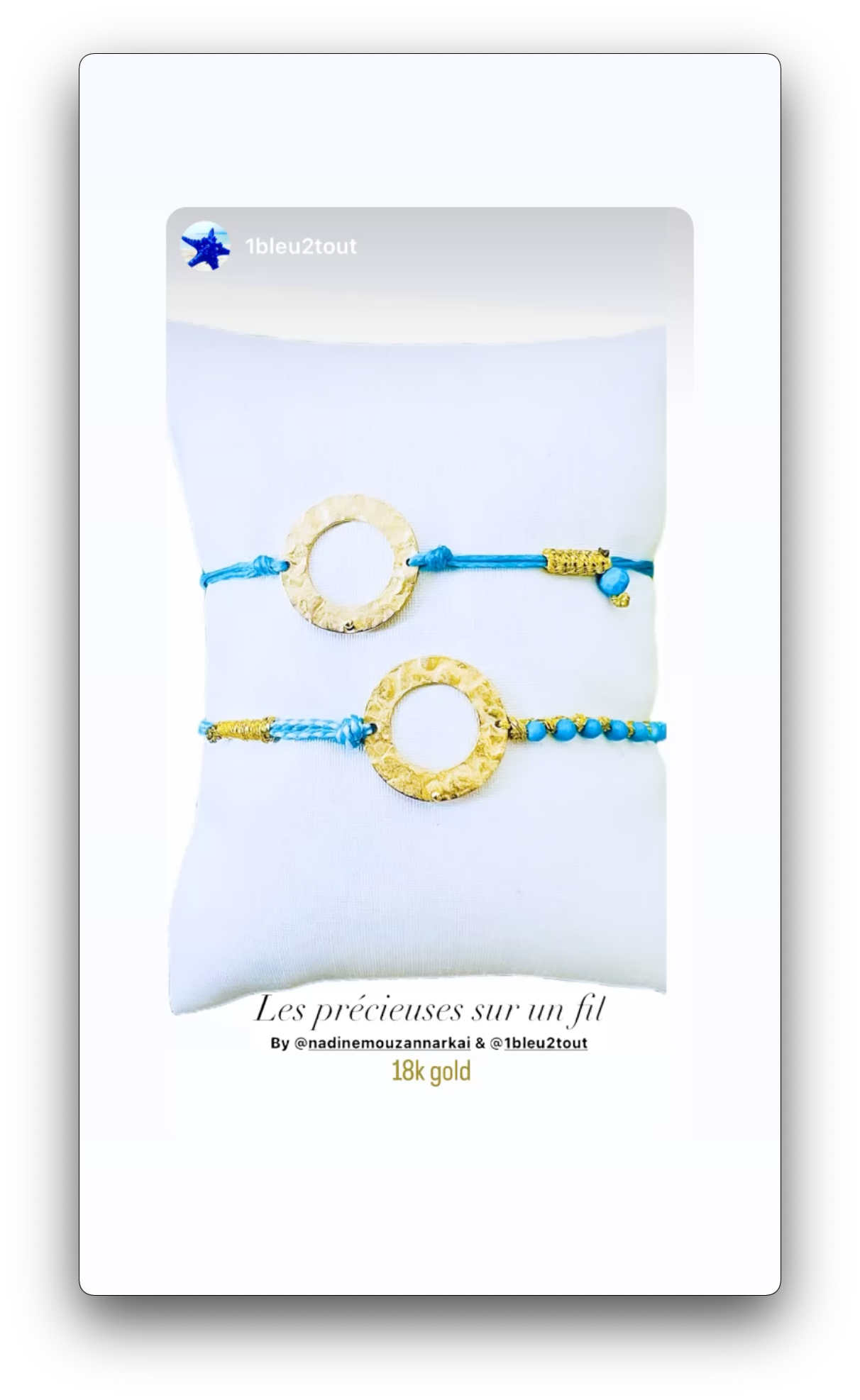 Blue, White, Golden Color and Yellow 18k Gold hammered ring and Blue beads Bracelet