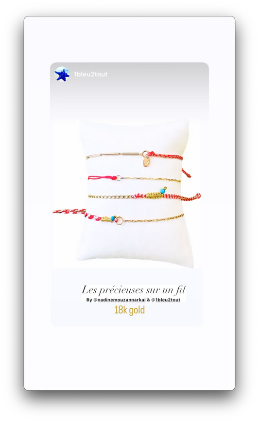 Red and white and yellow 18k Gold chain Bracelet
