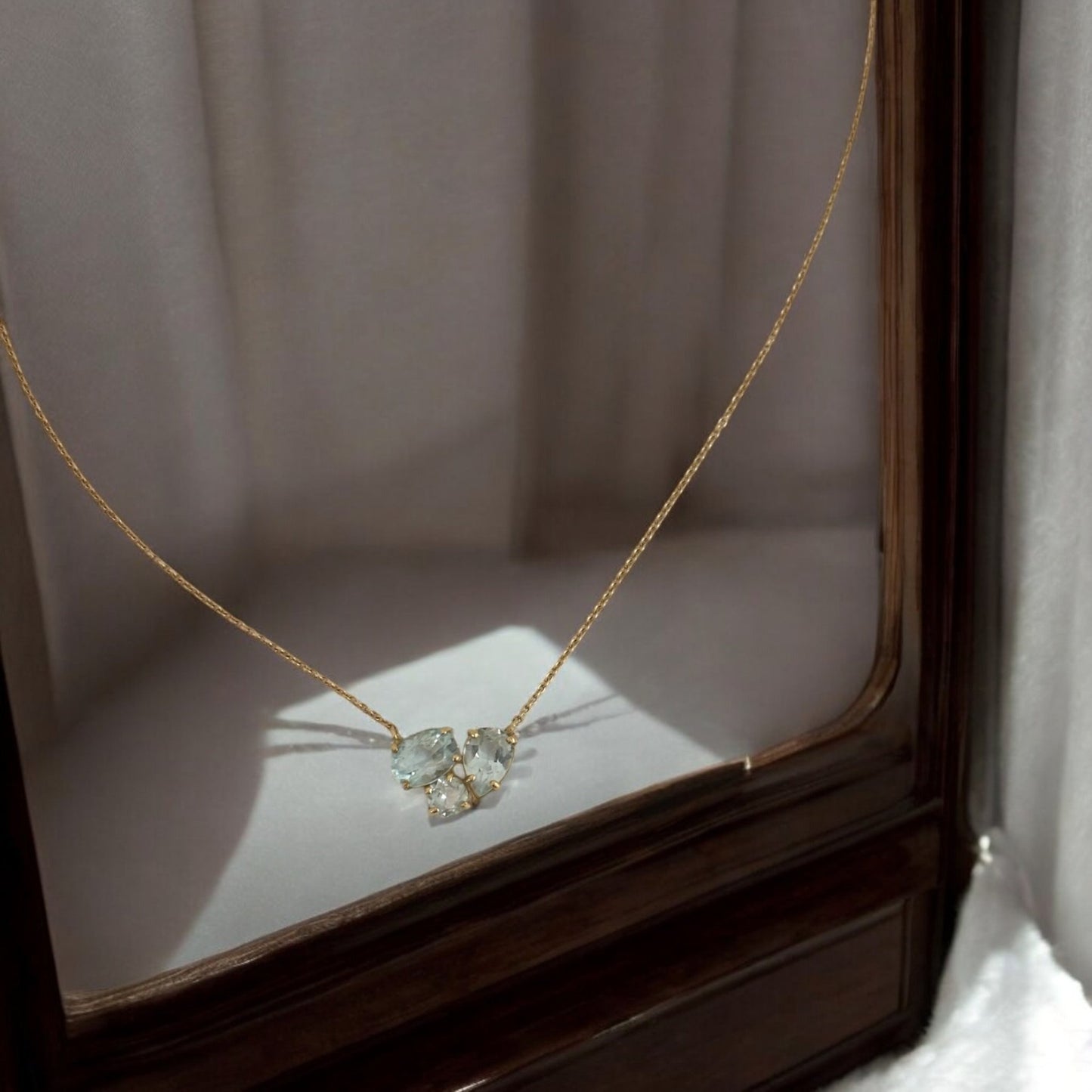 Aquamarine Yellow Gold Necklace - R. Mouzannar