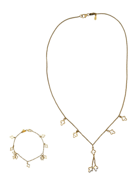 Necklace and Bracelet with cross pattern in 18k yellow gold Set - R. Mouzannar