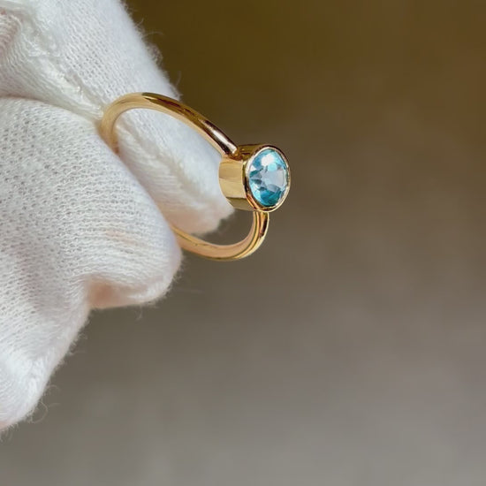 Bezel-Set Round Blue Topaz Solitaire Engagement Ring video