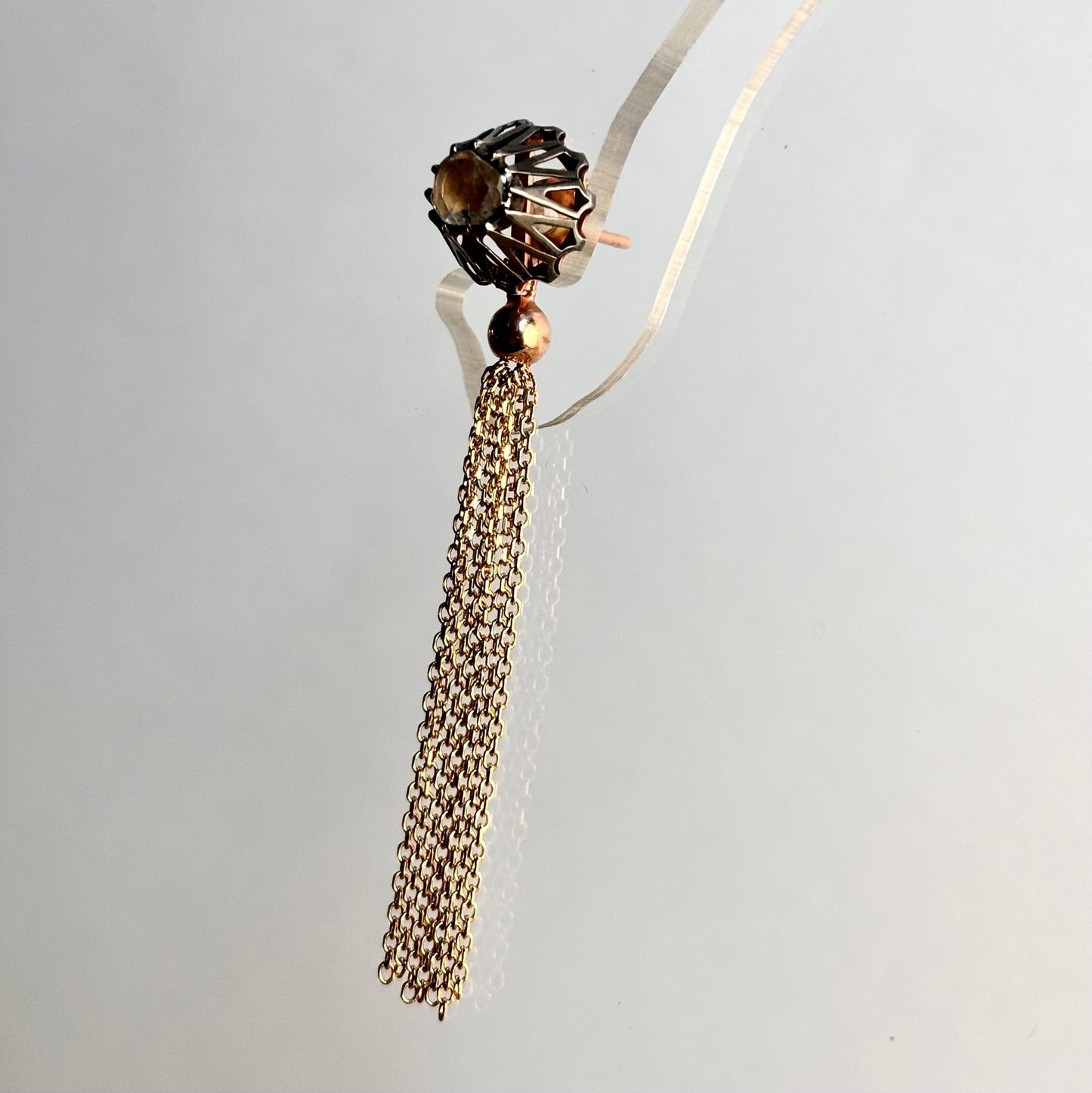 Rose and Black 18k Genuine Solid Gold Falamank Diamond Dangling Earrings - R. Mouzannar Jewelry