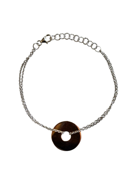 Rose and White Gold Flat Round Circle Bracelet - R. Mouzannar